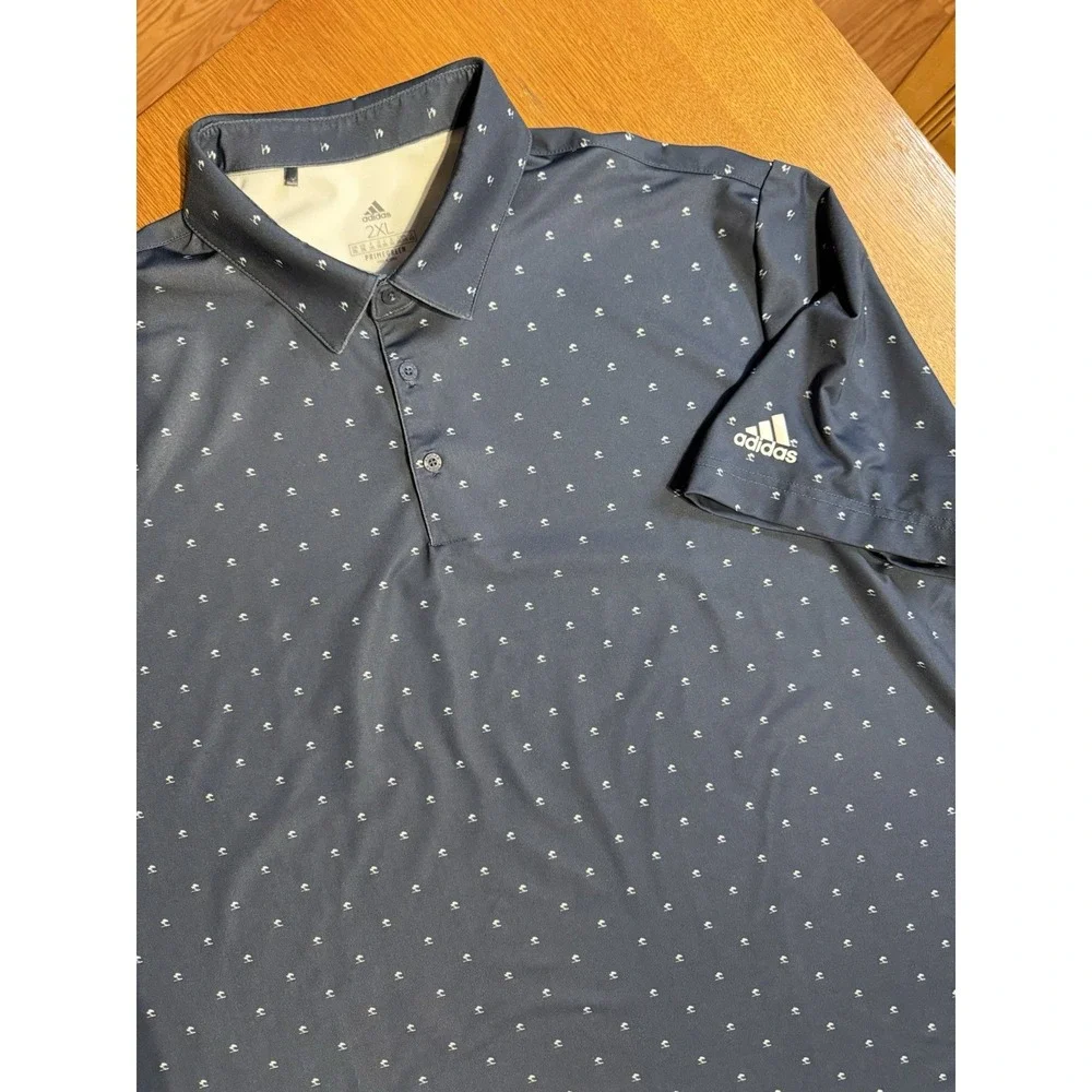 Adidas Primegreen Golf Polo 2XL Navy White All Over Tree Print Performance‎